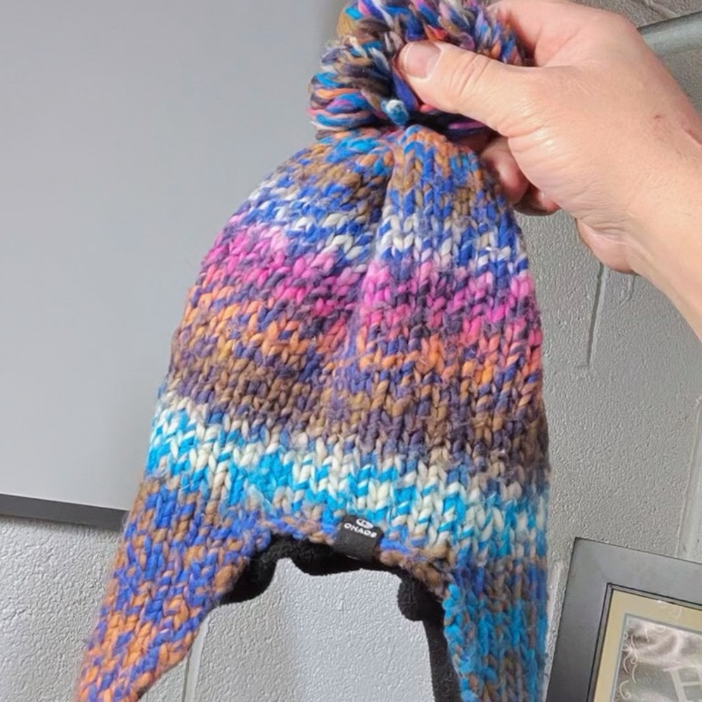 Chaos Cozy Multicolor Knit Pom-Pom Hat